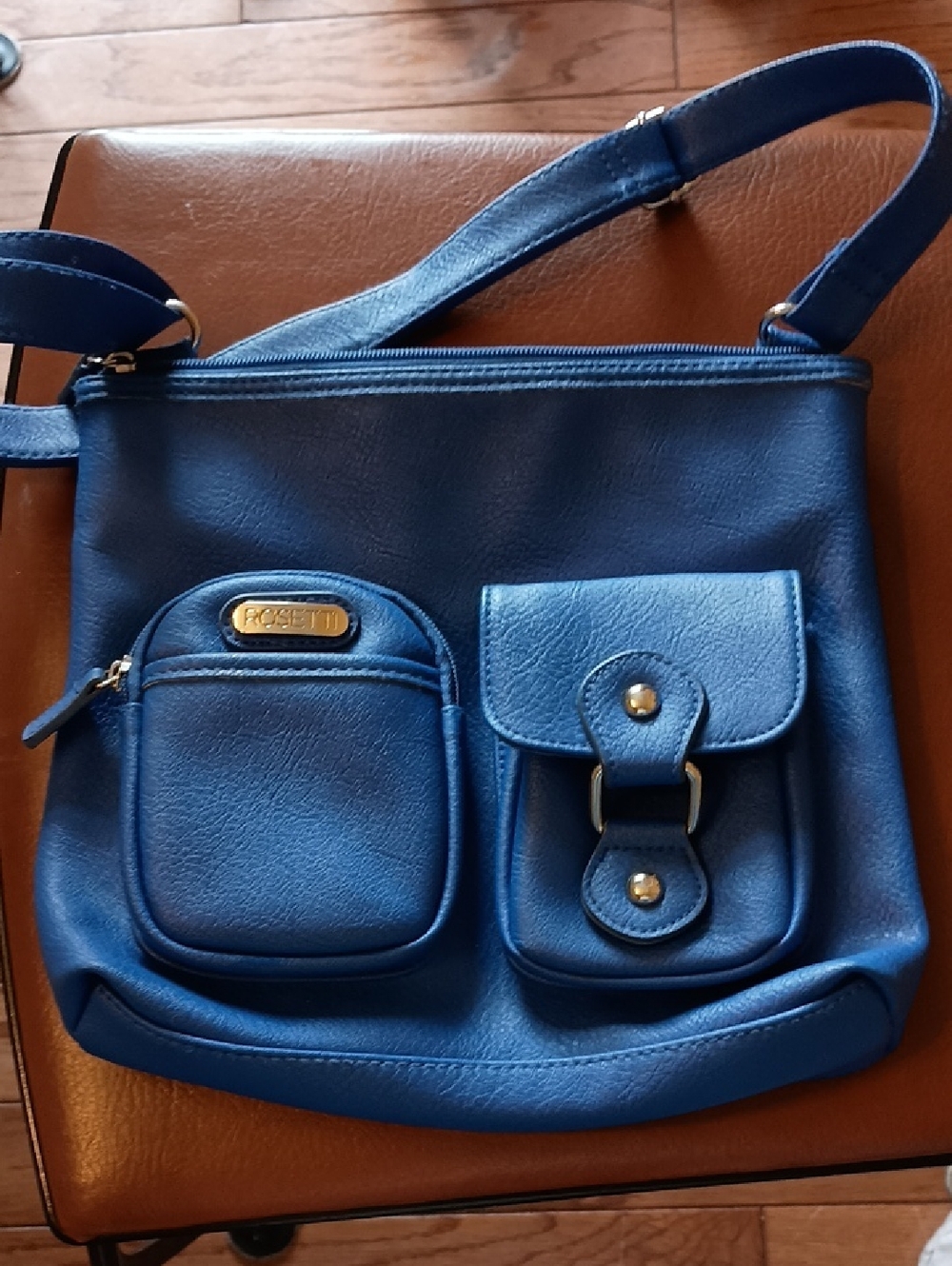 Rosetti Royal Blue Faux-Leather Crossbody with Front Pockets